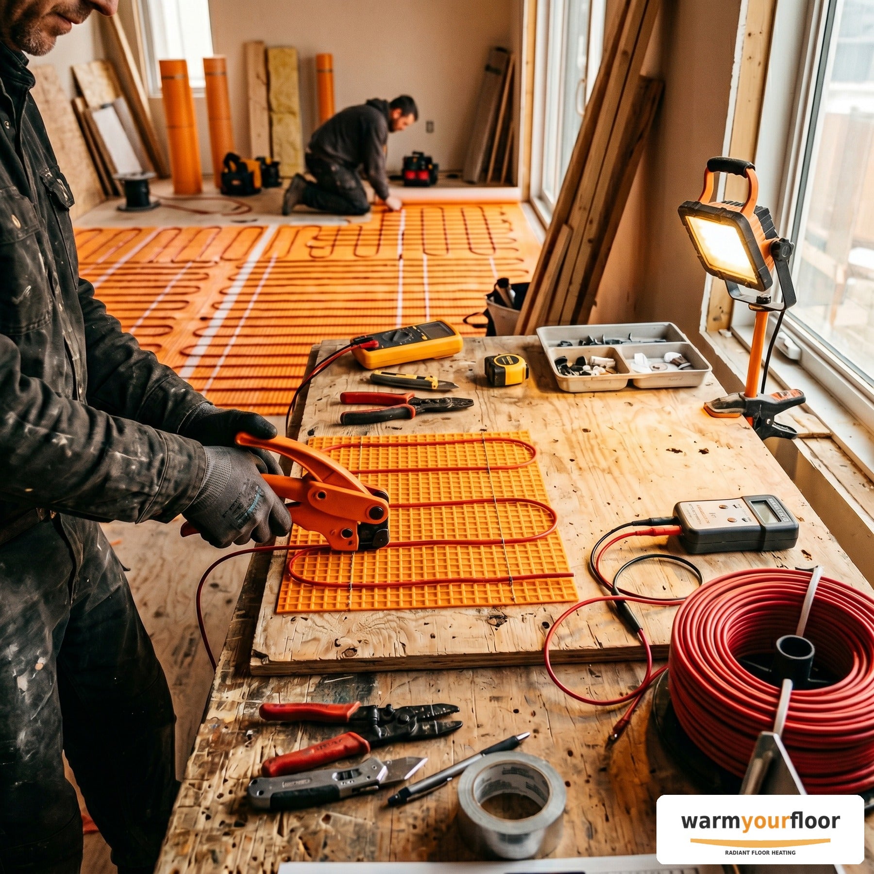 Radiant Floor Installation Tool Kit — Cable Tester, Trowel, Strapping & More - Lifestyle