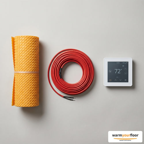 nVent Nuheat Cable Kit — 15 sq ft Cable + 30 sq ft Membrane + Programmable Thermostat - Main product image