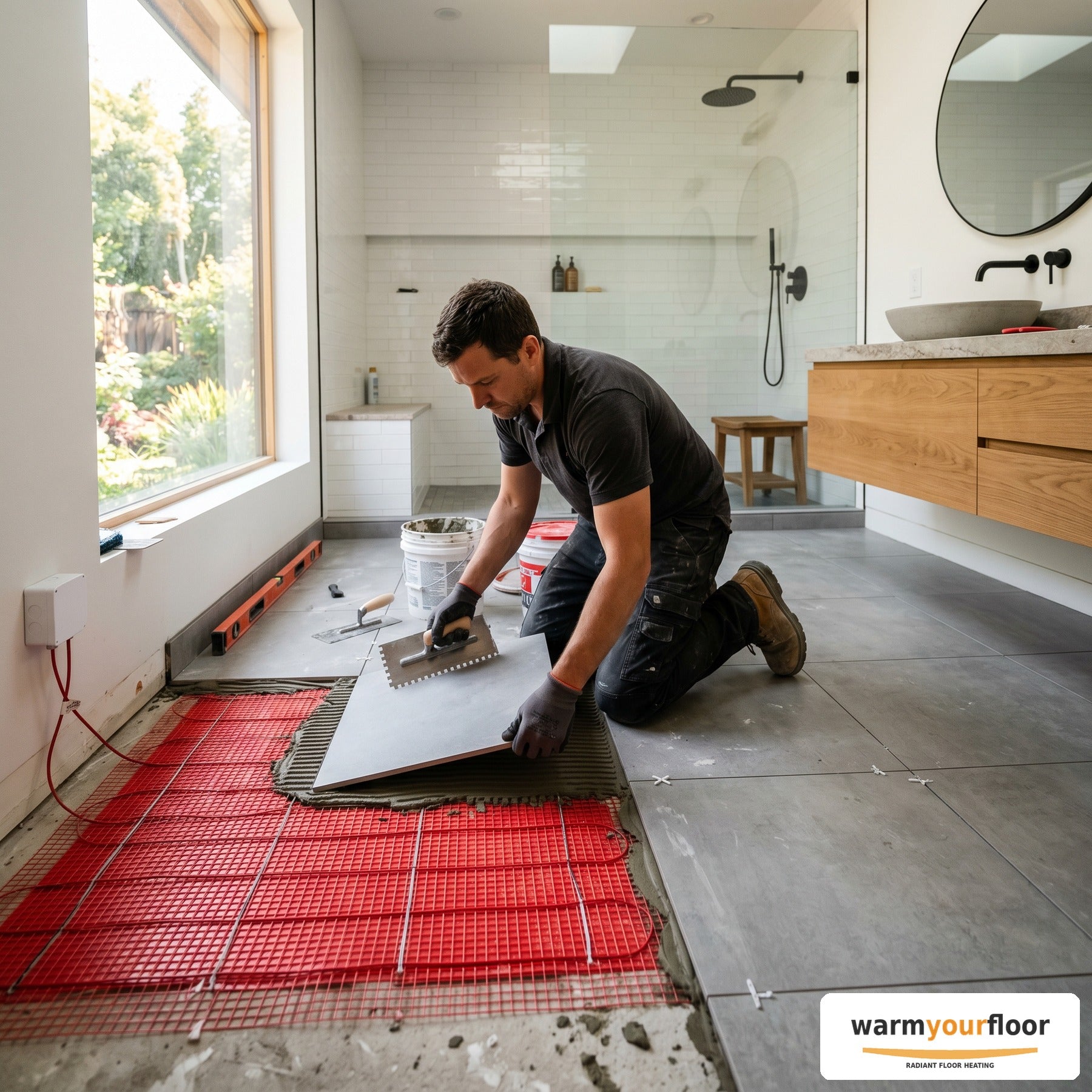 SunTouch TapeMat Wi-Fi Kit — 20 sq ft Radiant Floor Heating (120V) - Lifestyle