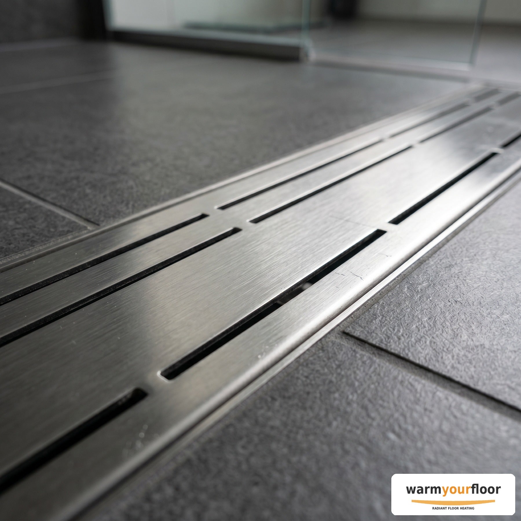 Schluter KERDI-LINE Linear Shower Drain — 40" Brushed Stainless - Detail