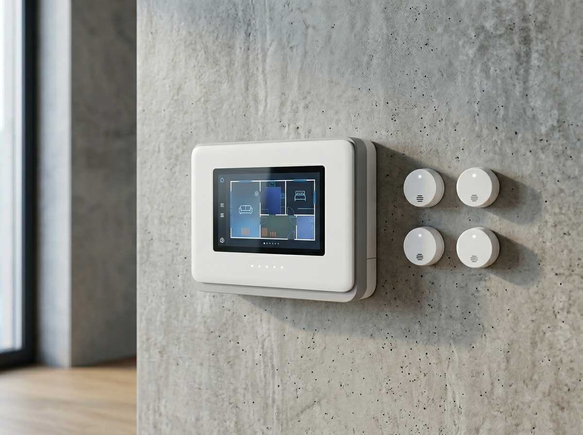 Solis Nimbus Smart Radiant Control Hub — 12-Zone Wi-Fi Manifold Controller — full system kit laid out, professional product photo