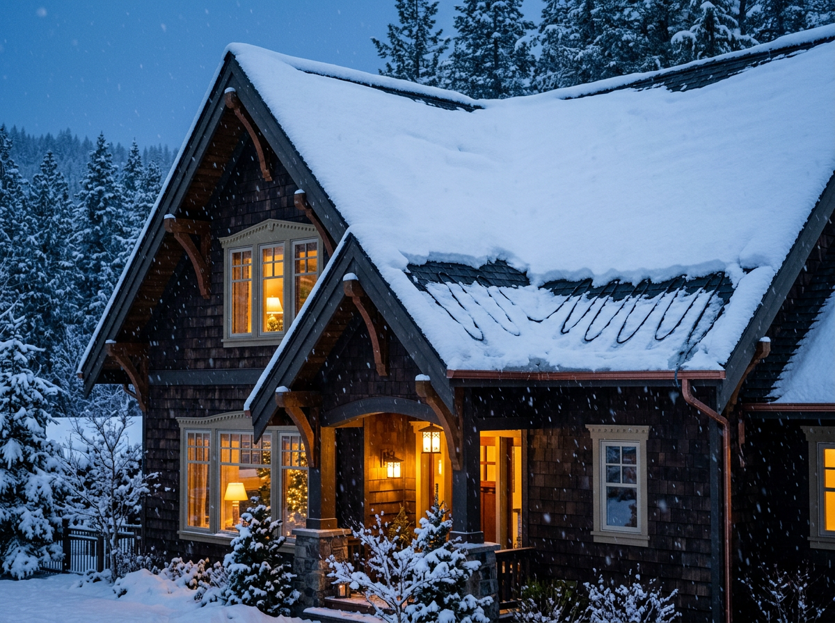Solis Summit Roof & Gutter De-Icing System — 300 ft Self-Regulating Cable + Smart Controller — installed in a real home or commercial setting