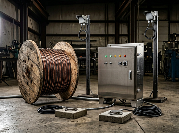Solis Vanguard Commercial Snow Melting System — 400 sq ft Cable + 3-Phase Controller — full system kit laid out, professional product photo
